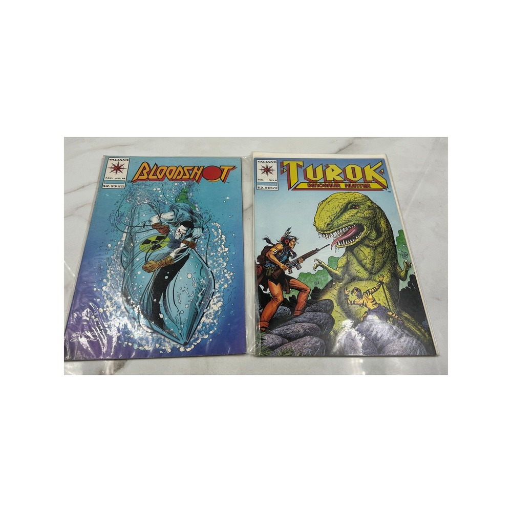 Valiant Comics Lot Bloodshot No 18 1994 and Turok Dinosaur Hunter No 8 1994